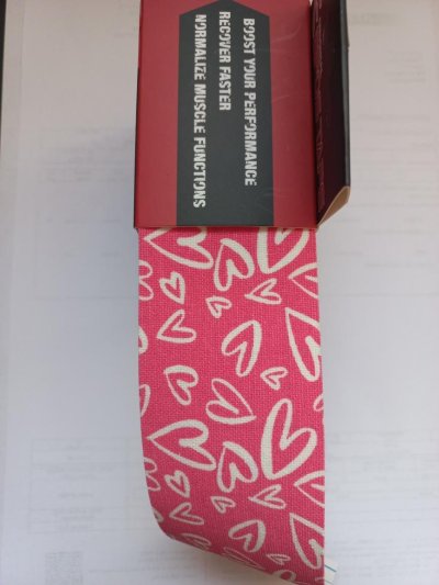 KinezioEpostape bavlna 5 cm x 5 m - Designe - Srdíčka růžová